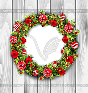 Christmas Wreath with Balls - vector clip art