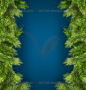 Natural Framework with Fir Twigs, Copy Space for - vector clipart