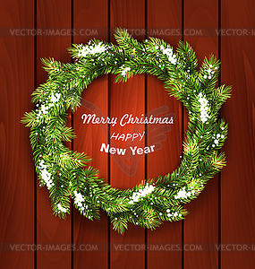 Christmas Wreath with Snow - vector clipart