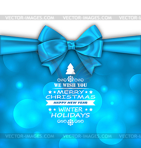 Christmas Invitation with Bow Ribbon - vector image