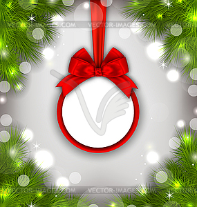 Celebration Card with Christmas Wreath - vector clip art