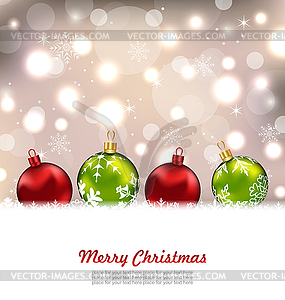 Winter Cute Postcard with Colorful Glass Balls - vector clipart