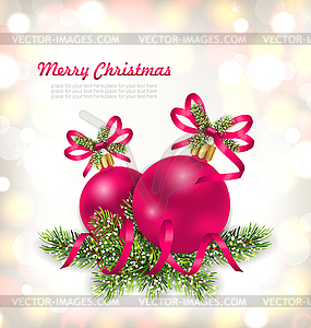 Merry Christmas Celebration Card with Glass Ball - vector clipart