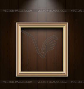 Vintage picture frame on wooden wall - royalty-free vector clipart