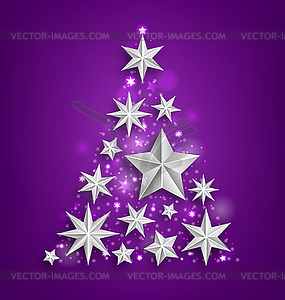 Abstract Garland Made of Silver Stars for Happy - vector clip art