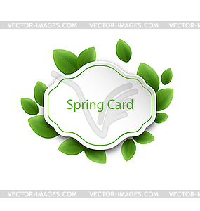 Abstract Label with Eco Green Leaves, - vector image