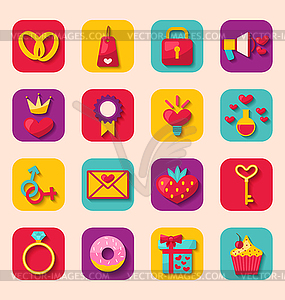 Creative Flat Design Icons for Happy Valentin`s Day - royalty-free vector image