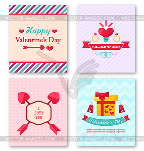 Set Beautiful Brochures for Happy Valentine`s Day - vector image