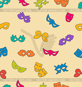 Colorful carnival masks seamless pattern - vector image