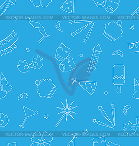 Seamless Pattern with White Silhouettes Carnival an - vector clip art