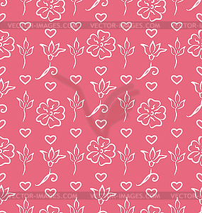 Pink Ornate Seamless Wallpaper for Valentines Day - vector image