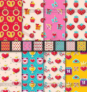 Set Seamless Patterns for Valentines Day - vector image