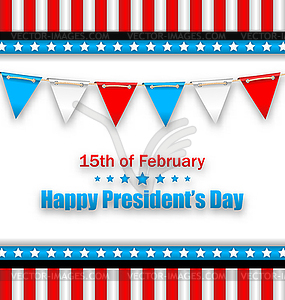 Brochure with Bunting Flags for Happy Presidents Da - stock vector clipart