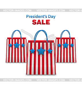 Set Shopping Bags in USA Patriotic Colors for - vector clipart