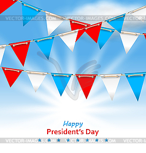 Bunting Flags in Patriotic Colors of USA for Happy - vector image