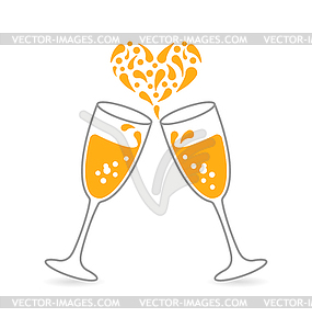 Wineglasses of Sparkling Champagne for Happy - vector clip art
