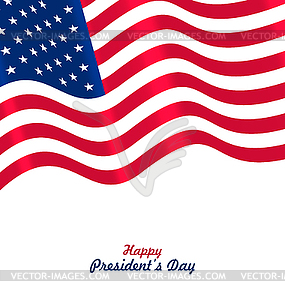 Flag USA Waving Wind for Happy Presidents Day - vector image