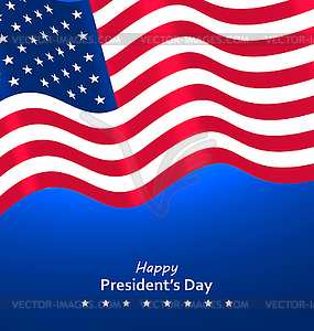 Flag USA Waving Wind for Happy Presidents Day - vector clipart