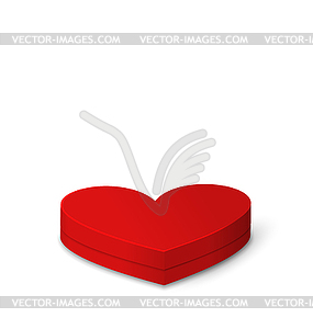Red Gift Box in Heart Shaped for Valentines Day - vector image