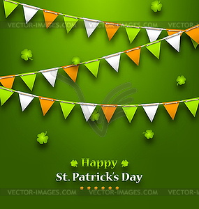 Bunting Pennants in Irish Colors and Clovers for St - vector image