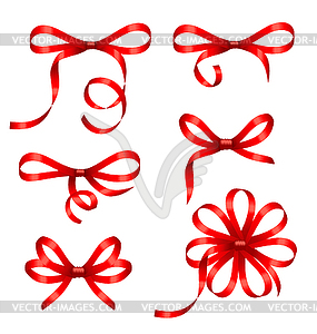Collection Red Gift Bows - vector image