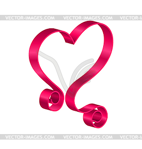 Pink Tape Ribbon in Form Heart for Happy - vector image