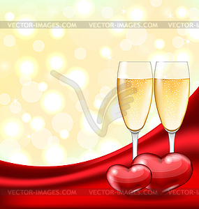 Abstract Background with Wineglasses of Champagne - color vector clipart