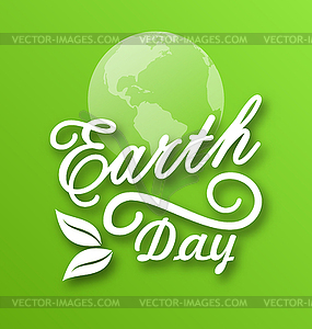 Earth Day, Words, Planets and Leaves - vector clip art