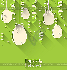 Happy Easter Green Background with Eggs and - vector clip art