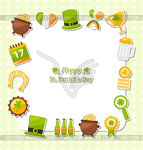 Celebration Card with Traditional Symbols for St. - color vector clipart