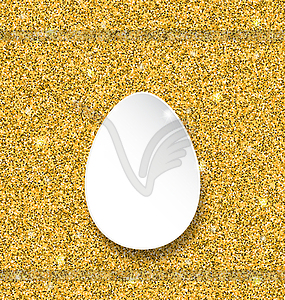 Abstract Happy Easter Paper Egg on Golden Sparkles - vector clip art