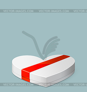 White Gift Box in Heart Shaped for Valentines Day - vector clipart