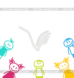 Smiling Girls and Boys - vector clip art