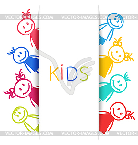 Cartoon Colorful Children, Sketch Style - vector image