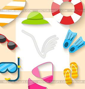 Summer Traveling Card with Beach Elements - vector clipart