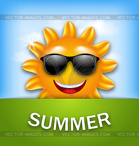 Cool Happy Summer Sun in Sunglasses - vector clipart