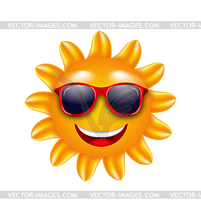 Cheerful Face of Summer Sun with Sunglasses - vector clip art