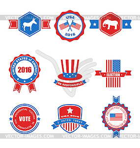 Set of Various Voting Graphics Objects and Labels, - vector clipart