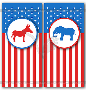 Banners with Donkey and Elephant as Symbols Vote - color vector clipart