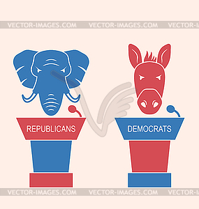 Concept of Debate Republicans and Democrats - vector clipart