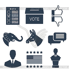 Elections, Campaign and Voting Set Signs. Symbols - vector clip art