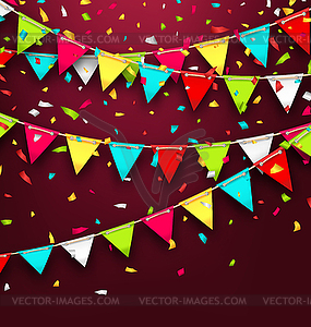 Holiday Background with Colorful Bunting and - vector image