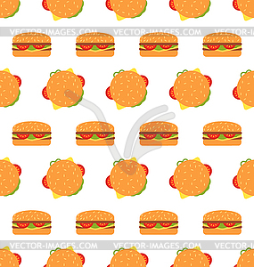 Seamless Texture with Hamburgers. Fast Food Pattern - stock vector clipart