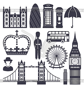 Silhouette Symbols of Great Britain Kingdom - vector image