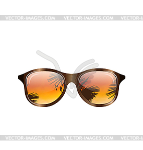 Sunglasses with Palms Reflection, - vector clipart
