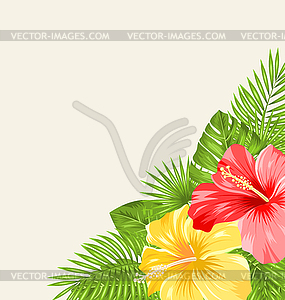 Vintage Background with Colorful Hibiscus Flowers - vector clipart