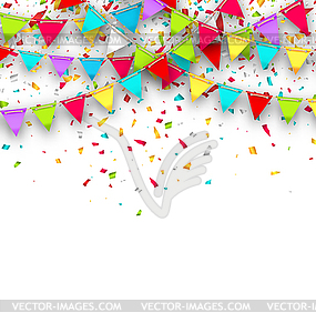 Colorful Background with Hanging Bunting and - vector clip art