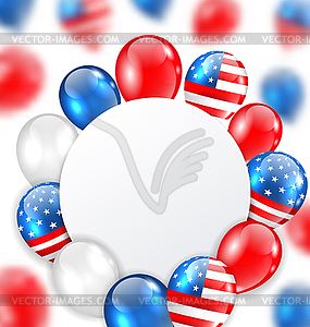 Celebration Clean Card with Balloons in American - vector clipart