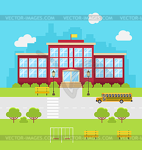 Здание школы, Фон для Снова в школу - иллюстрация в векторном формате