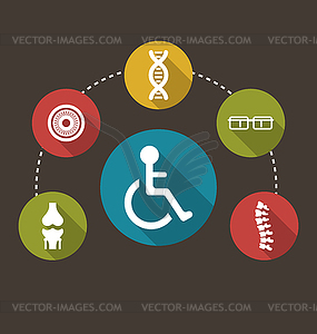 Flat Colorful Icons Disabled with Limited - vector clip art